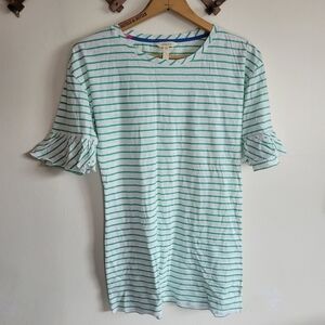 Matilda Jane Short Sleeve Tunic Shirt White Green XS Extra Small